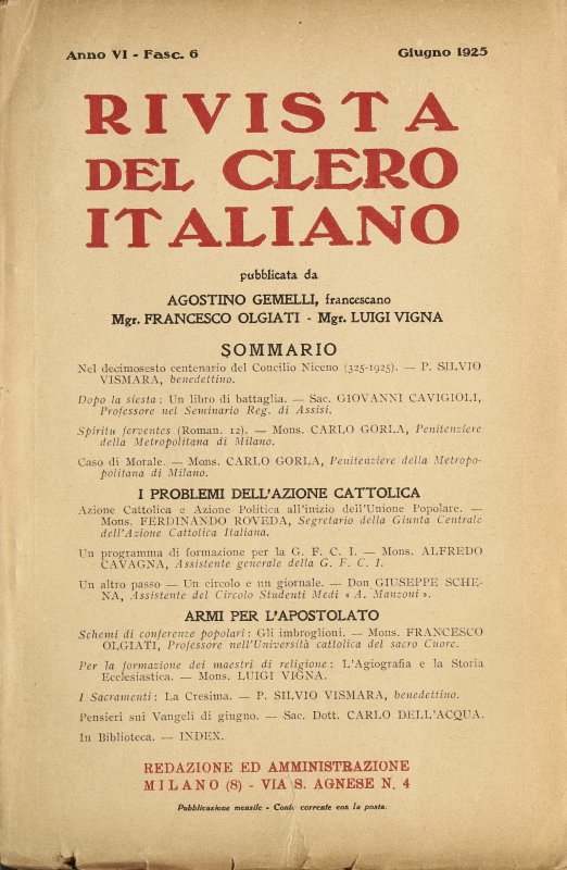 LA RIVISTA DEL CLERO ITALIANO - 1925 - 6