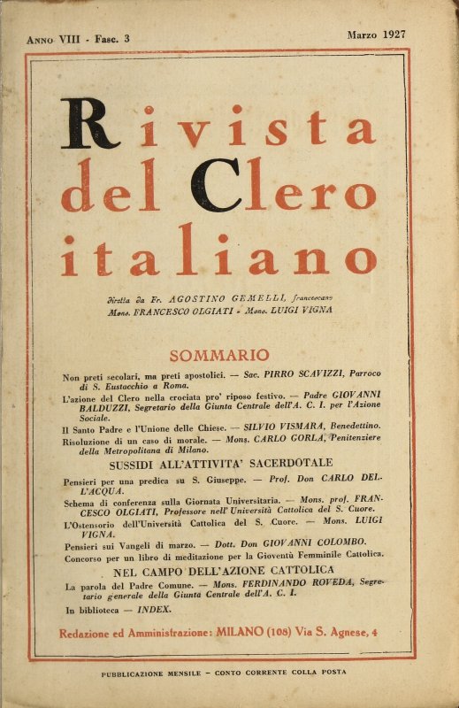 LA RIVISTA DEL CLERO ITALIANO - 1927 - 3