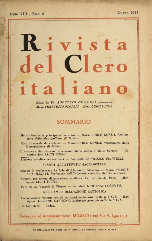 LA RIVISTA DEL CLERO ITALIANO - 1927 - 6