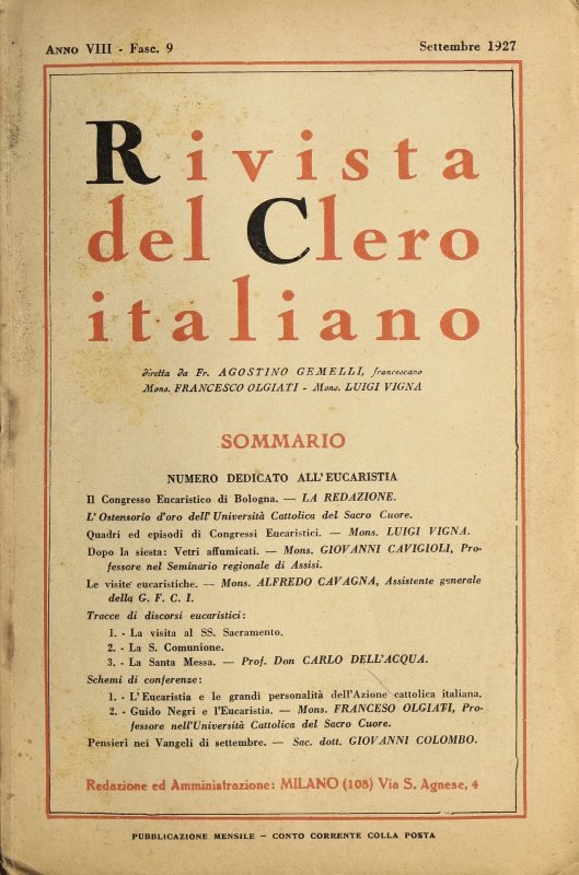 LA RIVISTA DEL CLERO ITALIANO - 1927 - 9