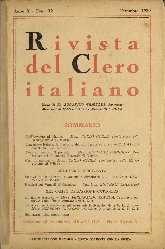 LA RIVISTA DEL CLERO ITALIANO - 1929 - 12