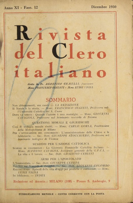 LA RIVISTA DEL CLERO ITALIANO - 1930 - 12