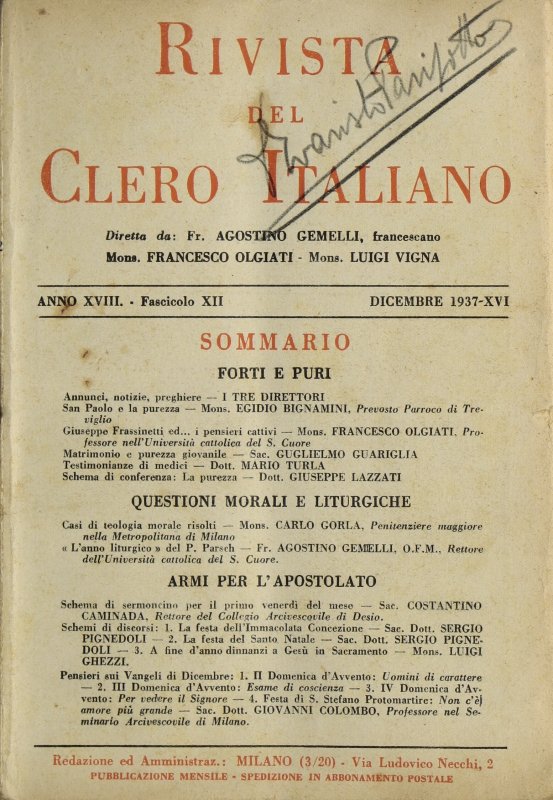 LA RIVISTA DEL CLERO ITALIANO - 1937 - 12