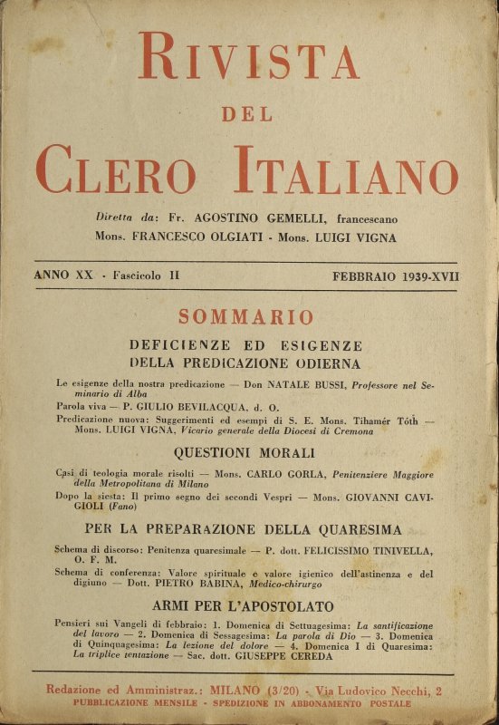 LA RIVISTA DEL CLERO ITALIANO - 1939 - 2