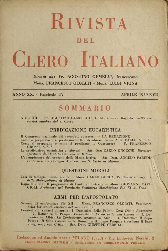 LA RIVISTA DEL CLERO ITALIANO - 1939 - 4