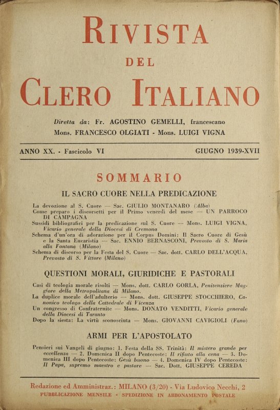 LA RIVISTA DEL CLERO ITALIANO - 1939 - 6