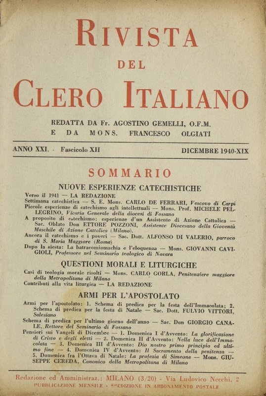 LA RIVISTA DEL CLERO ITALIANO - 1940 - 12