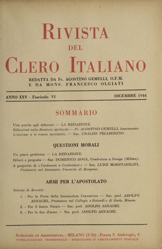 LA RIVISTA DEL CLERO ITALIANO - 1944 - 6