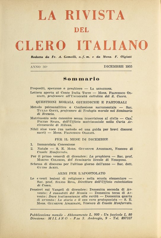 LA RIVISTA DEL CLERO ITALIANO - 1955 - 12