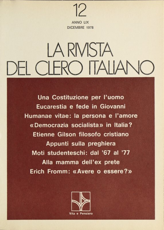 LA RIVISTA DEL CLERO ITALIANO - 1978 - 12
