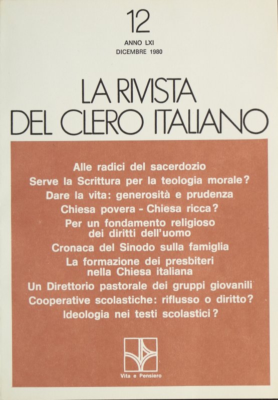 LA RIVISTA DEL CLERO ITALIANO - 1980 - 12