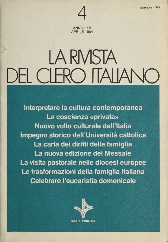 LA RIVISTA DEL CLERO ITALIANO - 1984 - 4