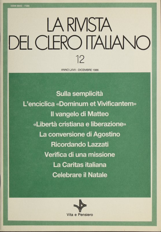 LA RIVISTA DEL CLERO ITALIANO - 1986 - 12