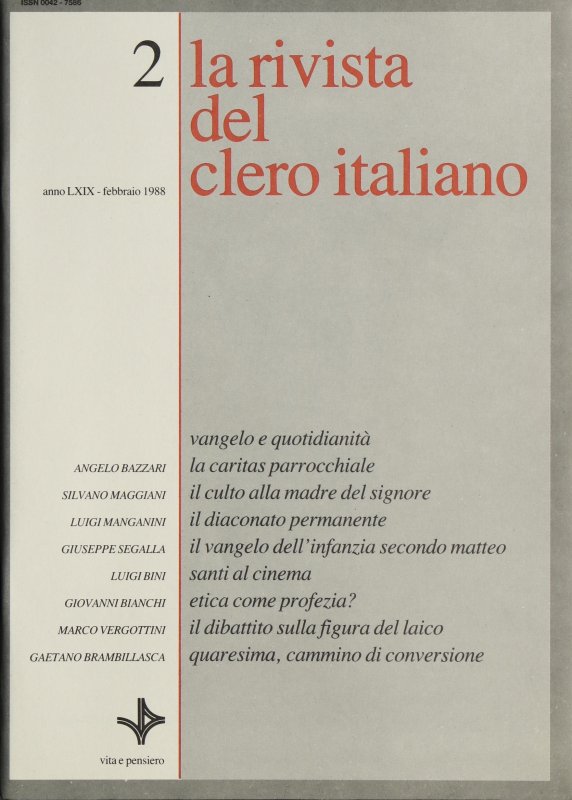LA RIVISTA DEL CLERO ITALIANO - 1988 - 2
