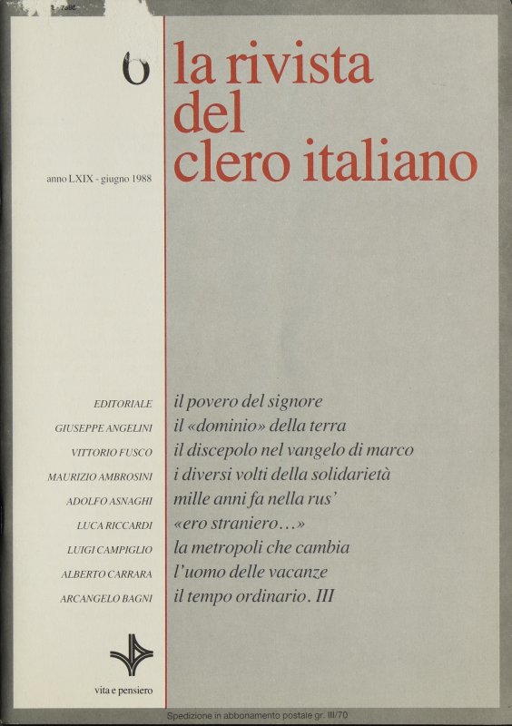LA RIVISTA DEL CLERO ITALIANO - 1988 - 6