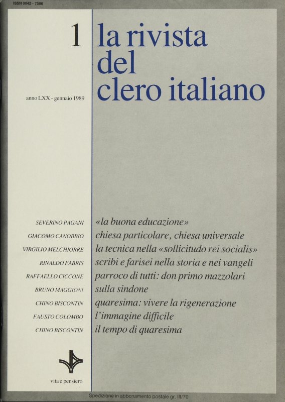 LA RIVISTA DEL CLERO ITALIANO - 1989 - 1