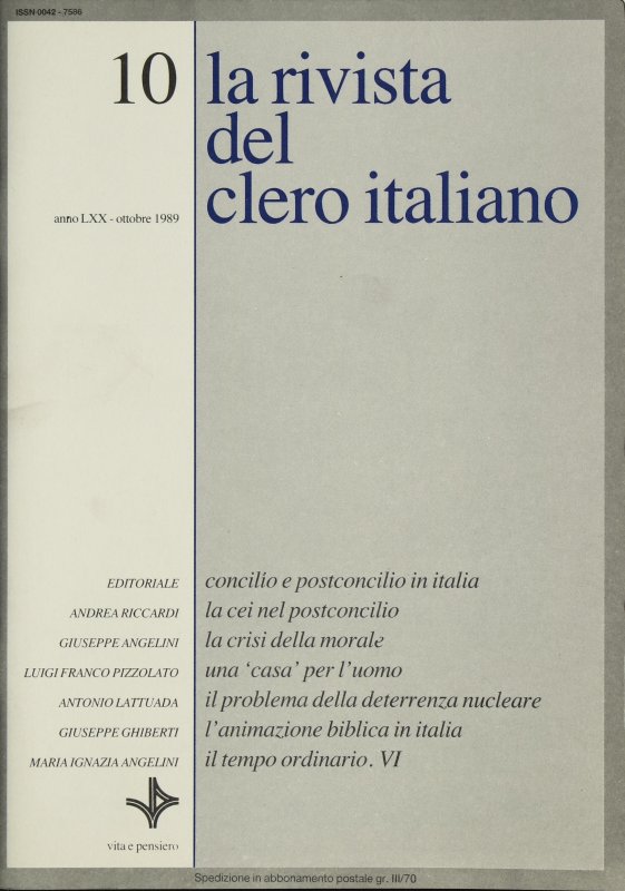 LA RIVISTA DEL CLERO ITALIANO - 1989 - 10