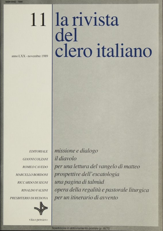 LA RIVISTA DEL CLERO ITALIANO - 1989 - 11