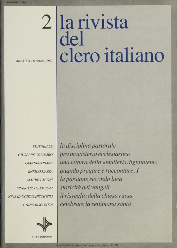 LA RIVISTA DEL CLERO ITALIANO - 1989 - 2