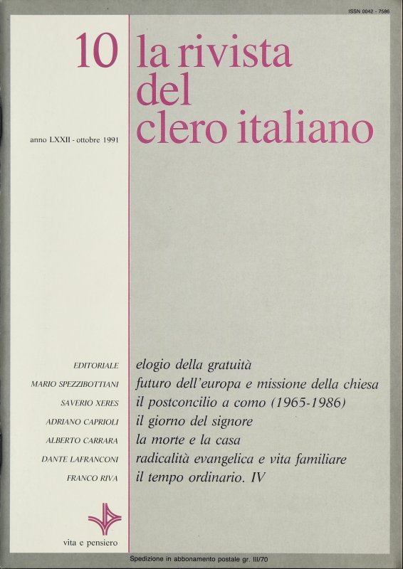 LA RIVISTA DEL CLERO ITALIANO - 1991 - 10