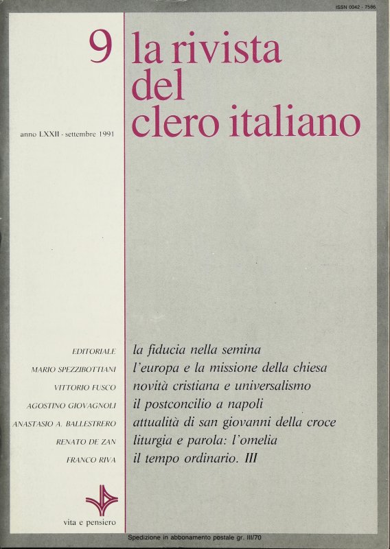 LA RIVISTA DEL CLERO ITALIANO - 1991 - 9