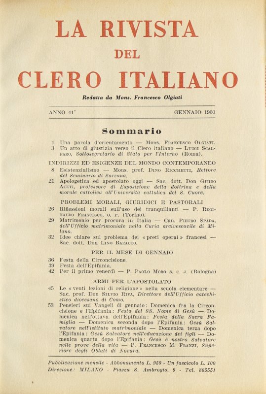 Un atto di giustizia verso il Clero italiano