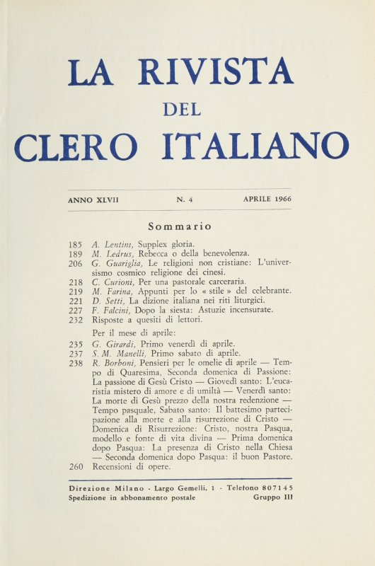La dizione italiana nei riti liturgici