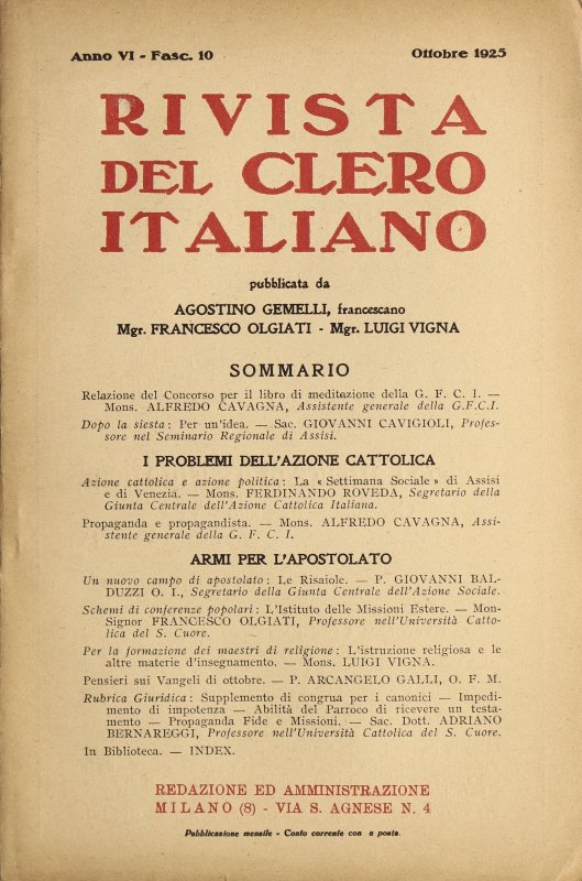 LA RIVISTA DEL CLERO ITALIANO - 1925 - 10