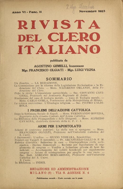 LA RIVISTA DEL CLERO ITALIANO - 1925 - 11