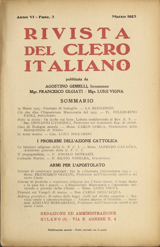 LA RIVISTA DEL CLERO ITALIANO - 1925 - 3