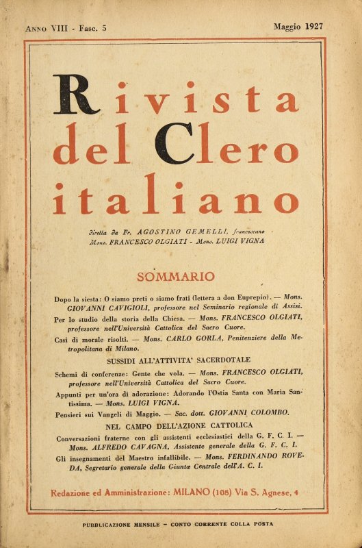 LA RIVISTA DEL CLERO ITALIANO - 1927 - 5