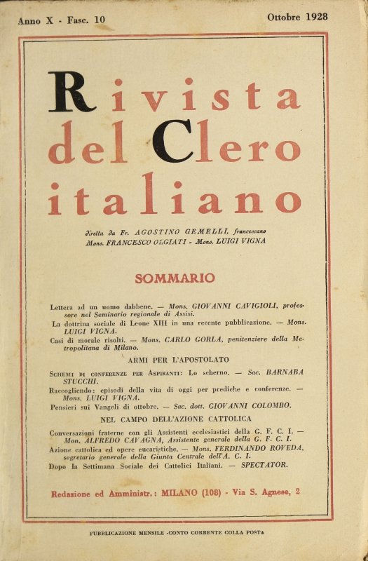 LA RIVISTA DEL CLERO ITALIANO - 1928 - 10