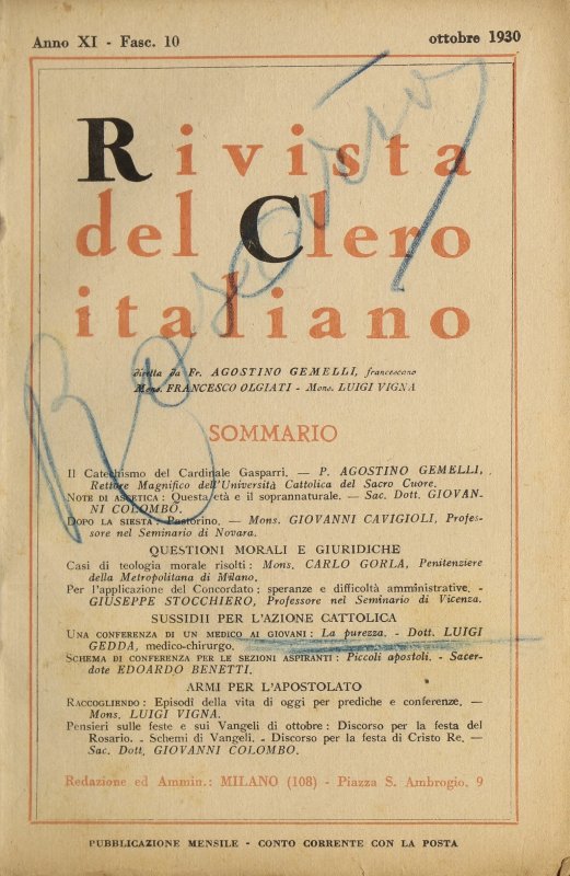 LA RIVISTA DEL CLERO ITALIANO - 1930 - 10