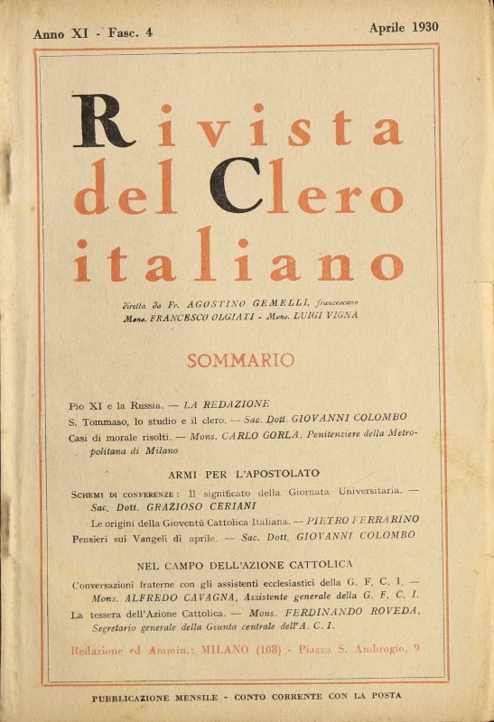 LA RIVISTA DEL CLERO ITALIANO - 1930 - 4