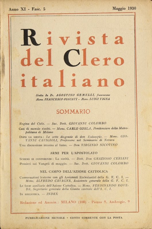 LA RIVISTA DEL CLERO ITALIANO - 1930 - 5
