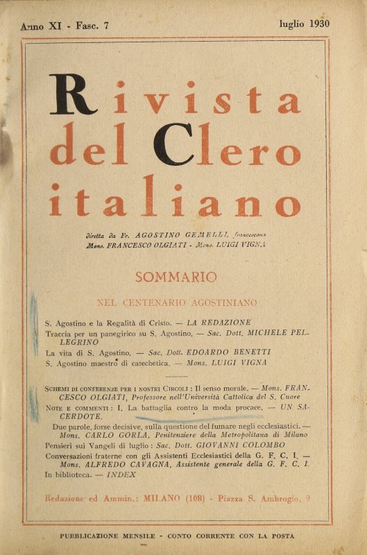 LA RIVISTA DEL CLERO ITALIANO - 1930 - 7