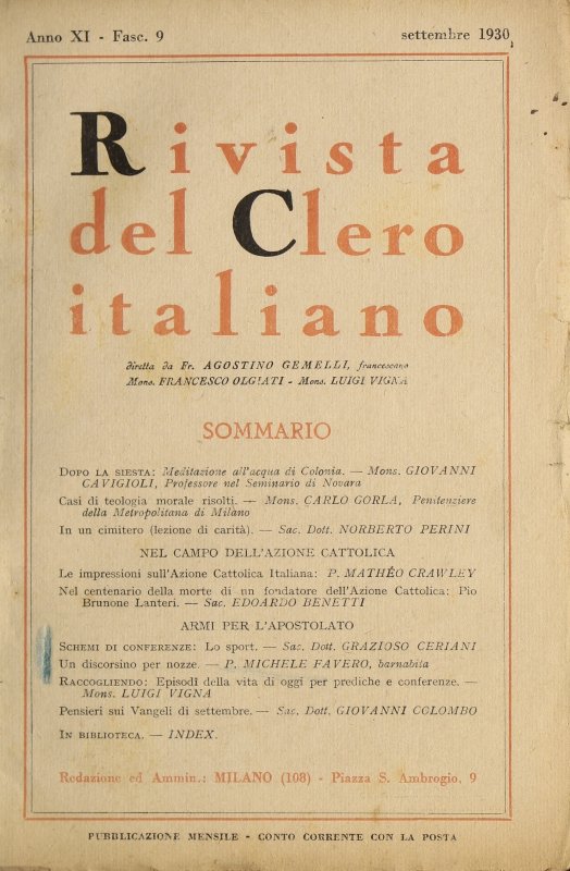 LA RIVISTA DEL CLERO ITALIANO - 1930 - 9