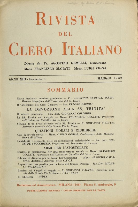 LA RIVISTA DEL CLERO ITALIANO - 1932 - 5