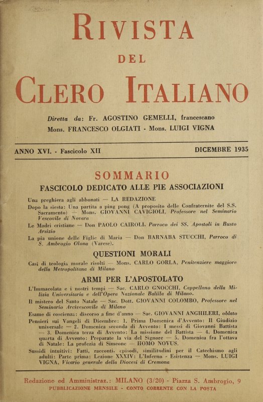 LA RIVISTA DEL CLERO ITALIANO - 1935 - 12