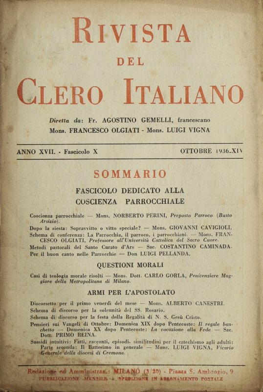 LA RIVISTA DEL CLERO ITALIANO - 1936 - 10