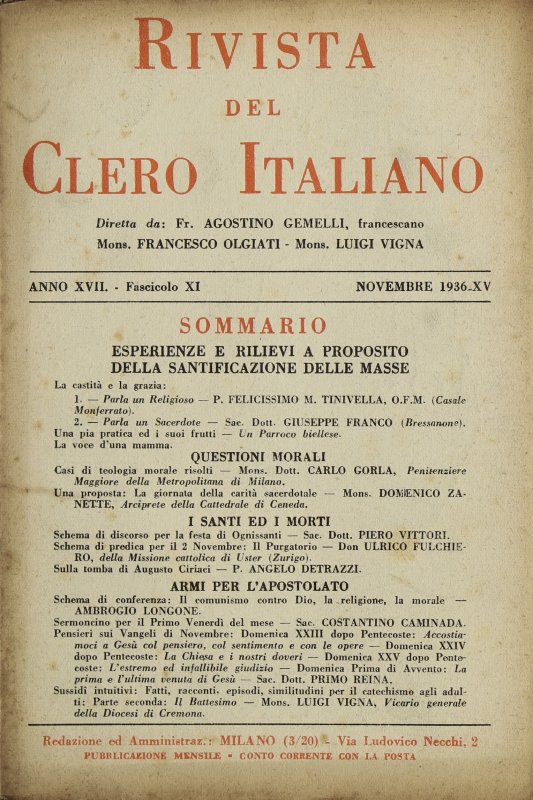 LA RIVISTA DEL CLERO ITALIANO - 1936 - 11