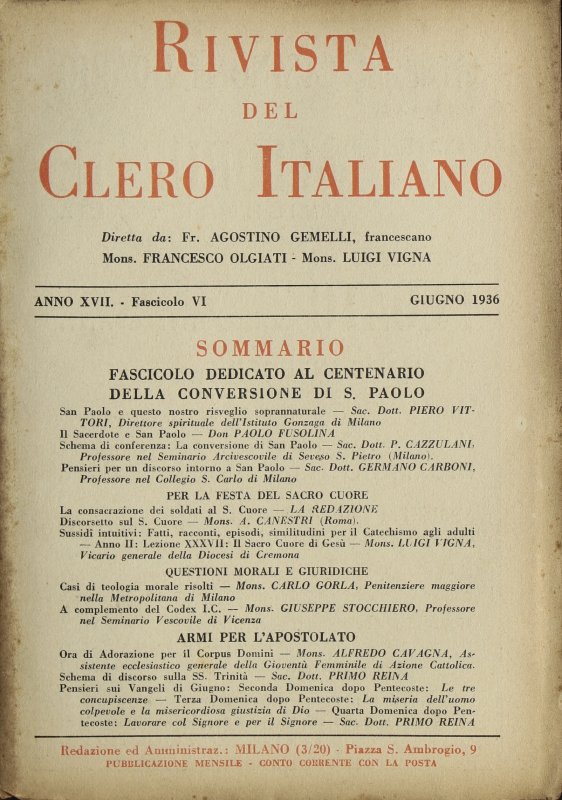 LA RIVISTA DEL CLERO ITALIANO - 1936 - 6