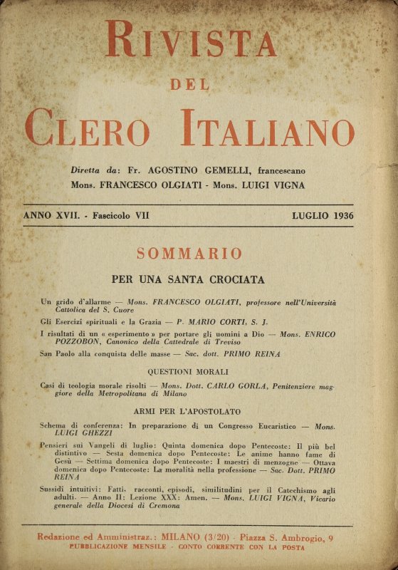 LA RIVISTA DEL CLERO ITALIANO - 1936 - 7