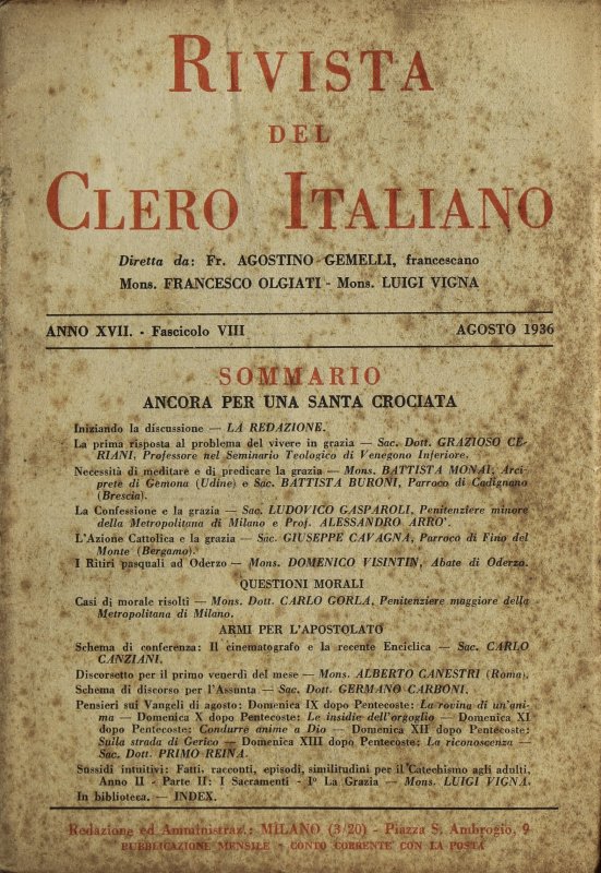LA RIVISTA DEL CLERO ITALIANO - 1936 - 8