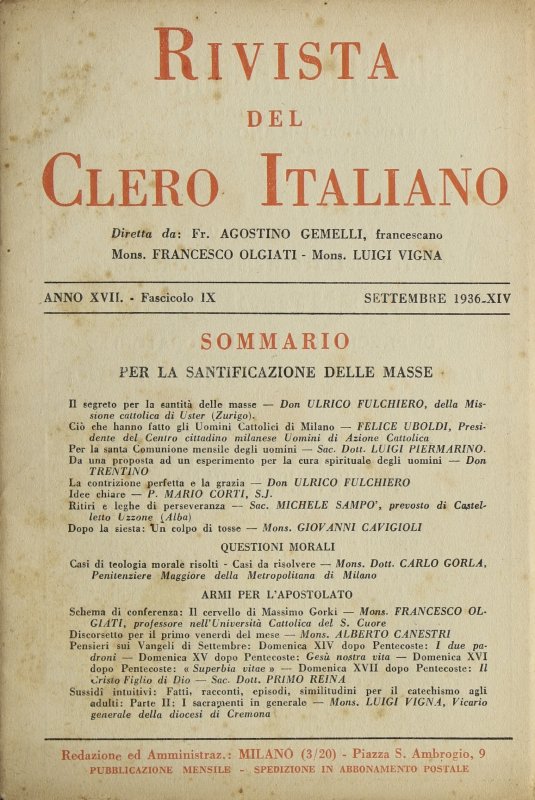 LA RIVISTA DEL CLERO ITALIANO - 1936 - 9