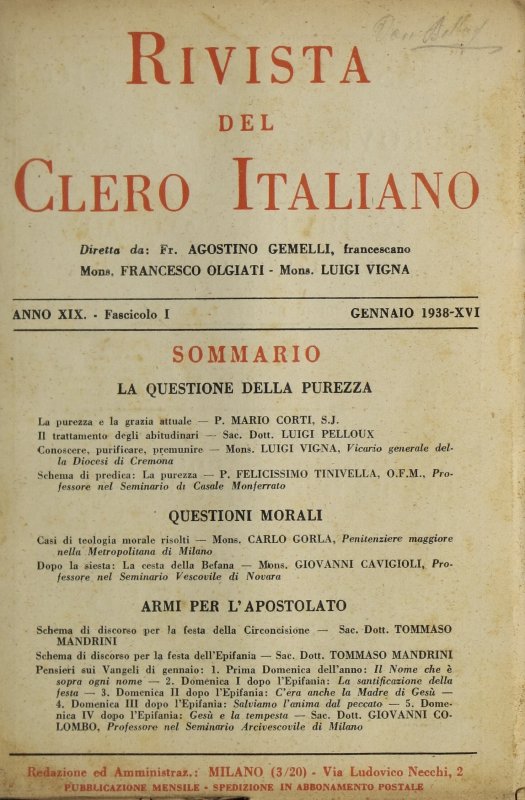 LA RIVISTA DEL CLERO ITALIANO - 1938 - 1