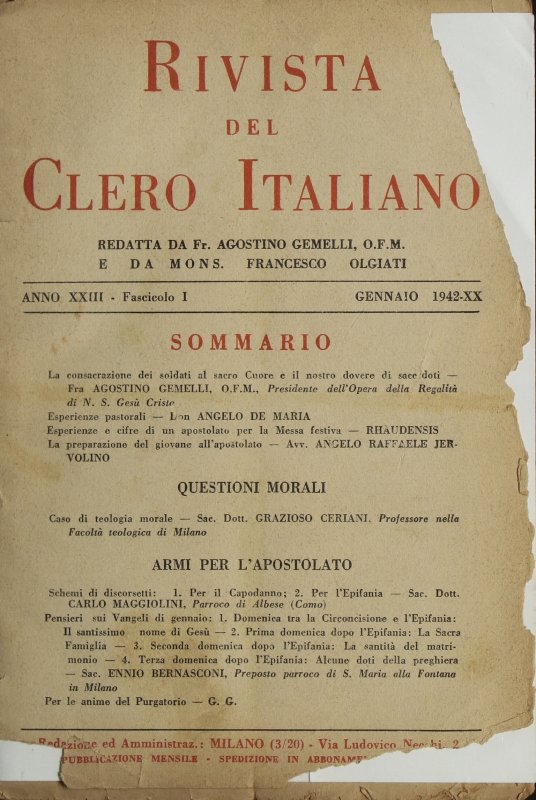 LA RIVISTA DEL CLERO ITALIANO - 1942 - 1
