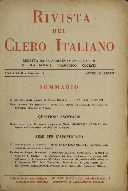 LA RIVISTA DEL CLERO ITALIANO - 1942 - 10
