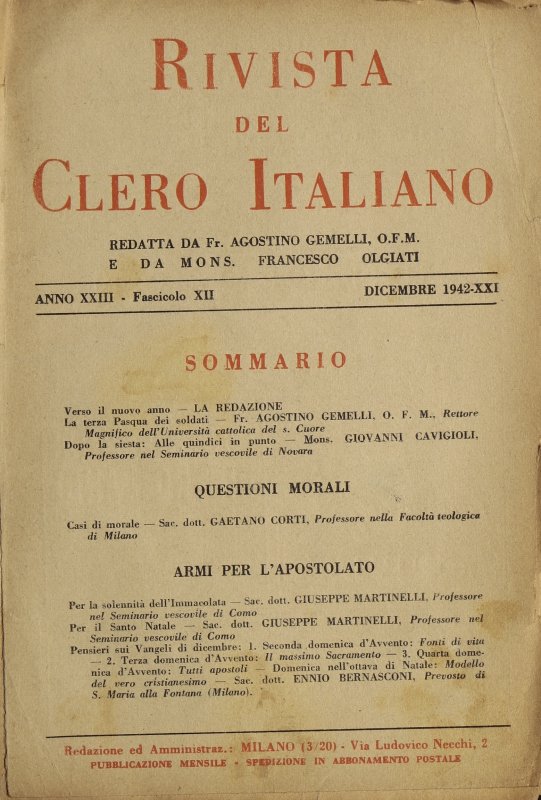 LA RIVISTA DEL CLERO ITALIANO - 1942 - 12