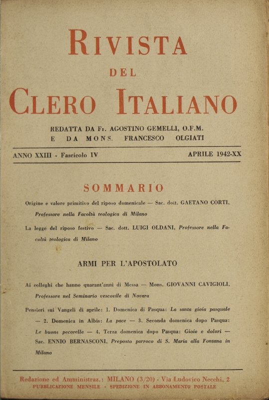 LA RIVISTA DEL CLERO ITALIANO - 1942 - 4